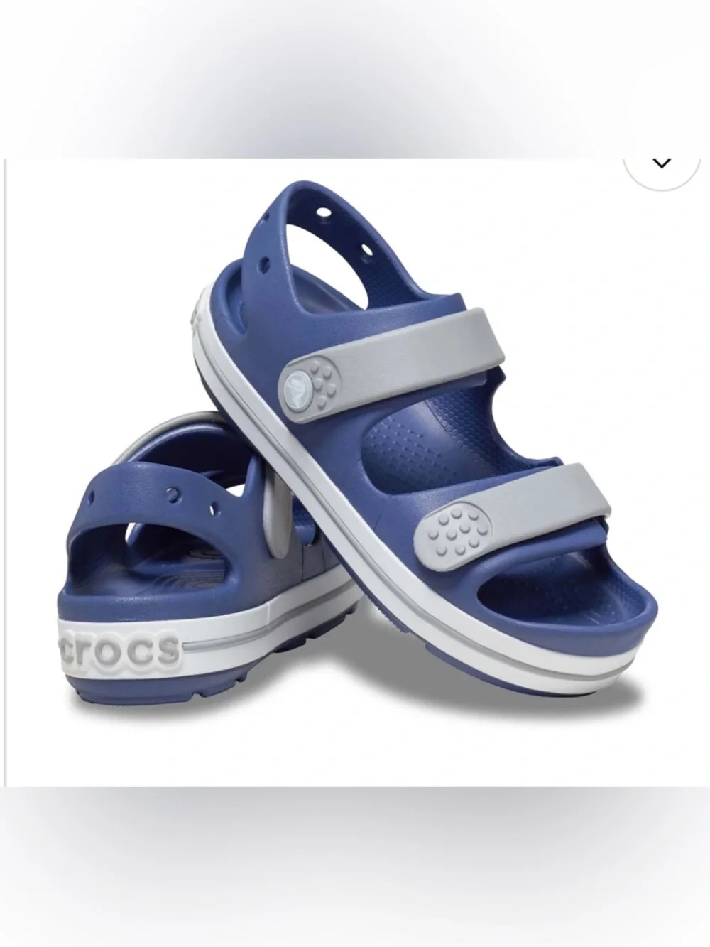 🐊🐸🌾⛱️CROCS Navy and Light Gray Kids Double-Strap Sandals